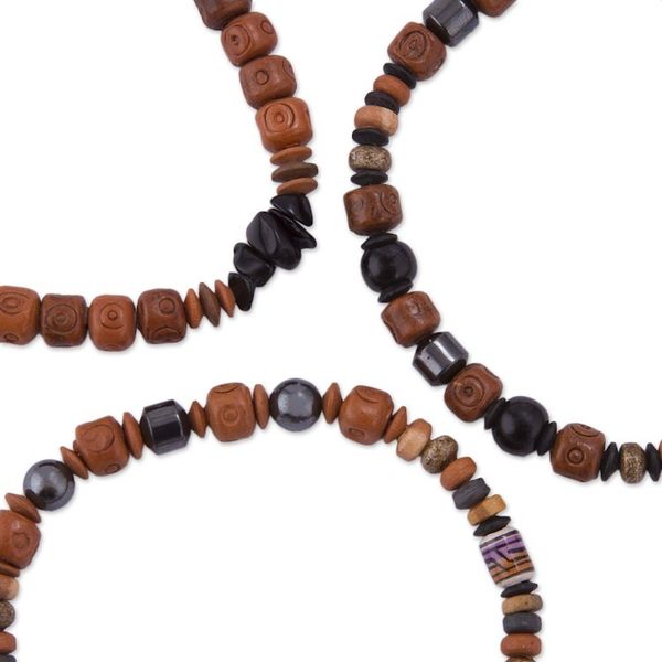 Alternate image for Onyx and Hematite Ceramic Beaded Stretch Bracelet from Peru Andean Spirit