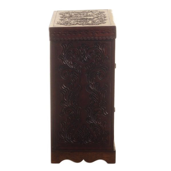 Alternate image for Hand Crafted Leather Jewelry Chest Colonial Flowers