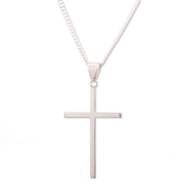 Alternate image for Sleek Minimalist Sterling Silver Cross Necklace Eternal God