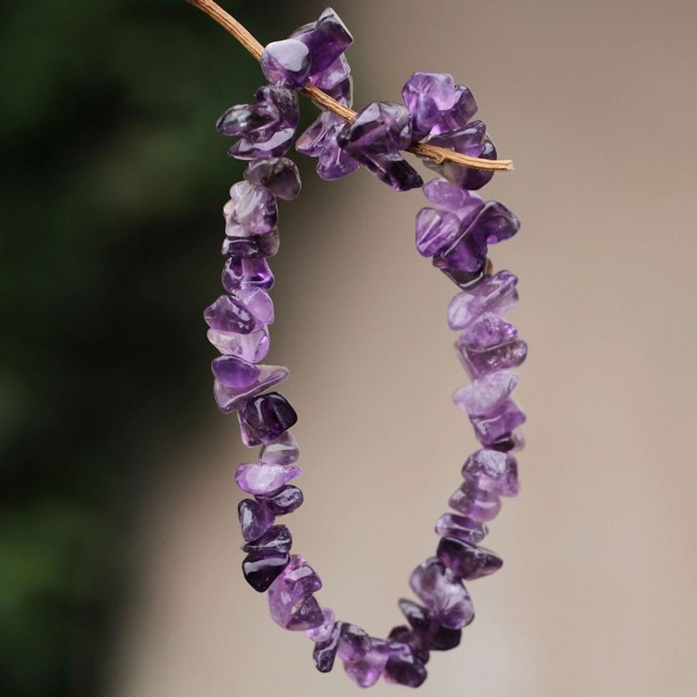 Handcrafted Amethyst Stretch Bracelet 'Nature's Wisdom'