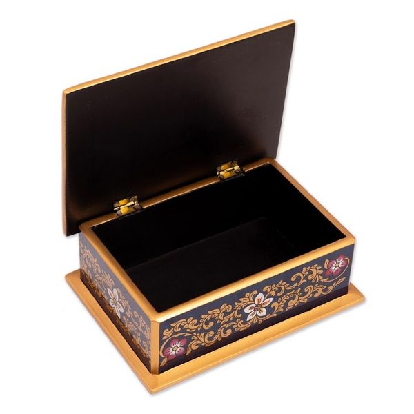 Alternate image for Reverse Painted Glass Floral Decorative Box from Peru Fancy Florals