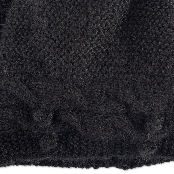 Alternate image for Knit 100 Alpaca Hat in a Black Tone Handcrafted in Peru Crossed Paths in Black
