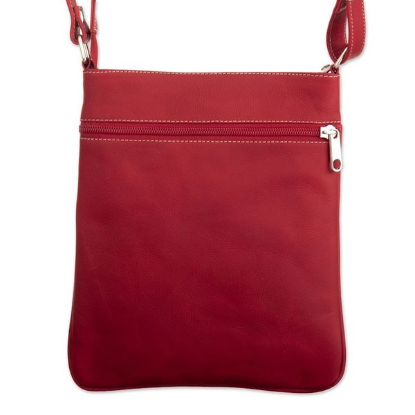 Alternate image for Red Leather Sling with Mola Textile and Adjustable Strap Red Jungle