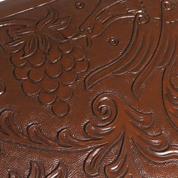 Alternate image for Nature-Inspired Leather and Wood Ottoman from Peru World of Nature