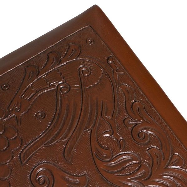 Alternate image for Nature-Inspired Leather and Wood Ottoman from Peru World of Nature