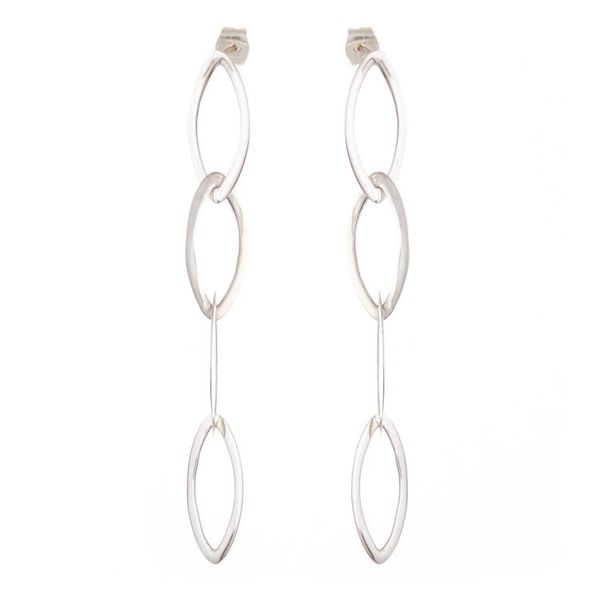 Alternate image for Sterling Silver Dangle Earrings of Oval Links from Peru Linked Fortunes