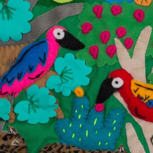 Alternate image for Applique Wall Hanging Folk Art Handmade in Peru Jungle Friends