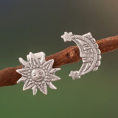 Primary image for Sterling Silver Sun and Moon Stud Earrings from Peru Stellar Royalty