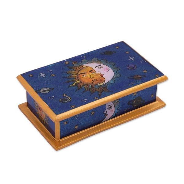 Alternate image for Sun-Themed Reverse Painted Glass Decorative Box from Peru Solar Love