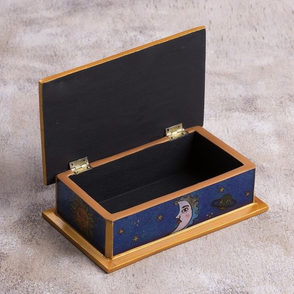 Alternate image for Sun-Themed Reverse Painted Glass Decorative Box from Peru Solar Love