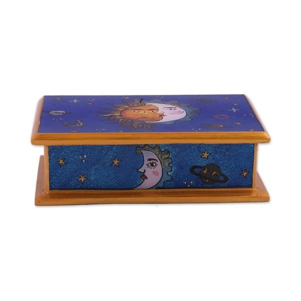 Alternate image for Sun-Themed Reverse Painted Glass Decorative Box from Peru Solar Love