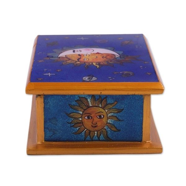 Alternate image for Sun-Themed Reverse Painted Glass Decorative Box from Peru Solar Love