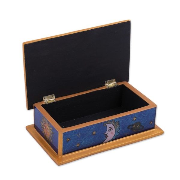Alternate image for Sun-Themed Reverse Painted Glass Decorative Box from Peru Solar Love