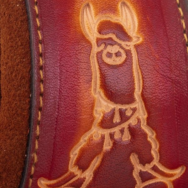 Alternate image for Brown Leather and Suede Llama Coin Purse with Tie Closure Frugal Llama