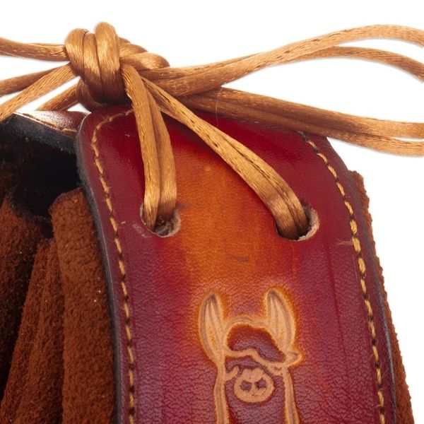 Alternate image for Brown Leather and Suede Llama Coin Purse with Tie Closure Frugal Llama