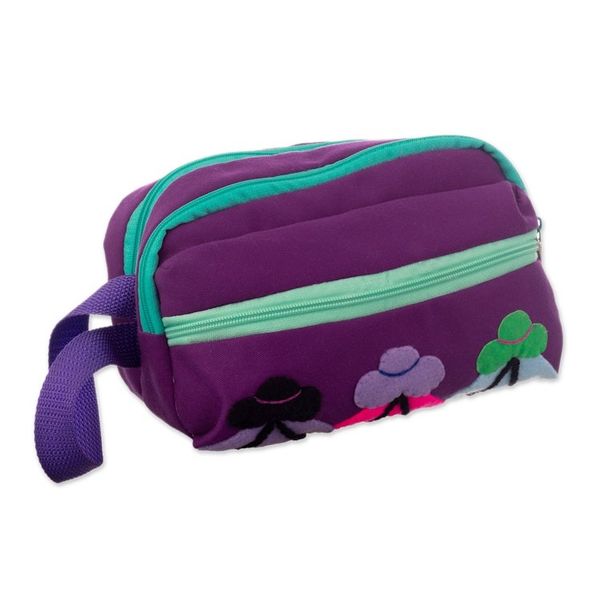 Alternate image for Cotton Blend Four-Compartment Cosmetic Toiletry Bag Llama Sunrise