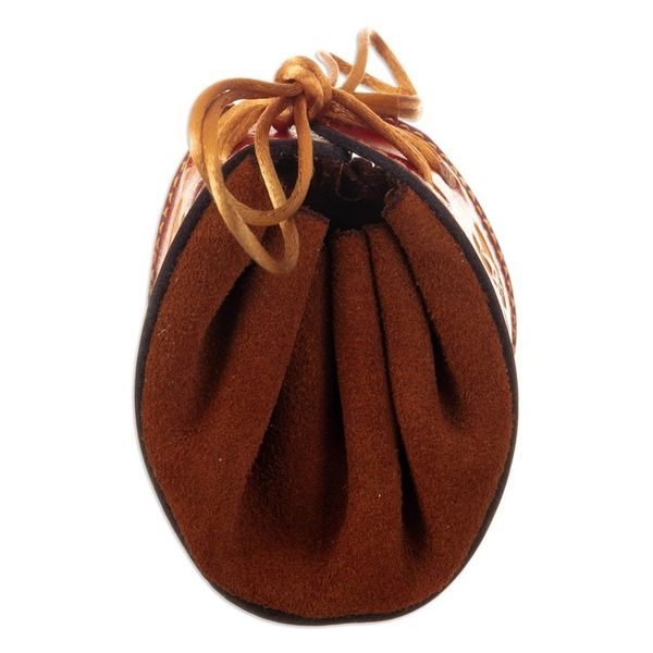 Alternate image for Brown Leather and Suede Llama Coin Purse with Tie Closure Frugal Llama