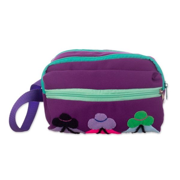 Alternate image for Cotton Blend Four-Compartment Cosmetic Toiletry Bag Llama Sunrise