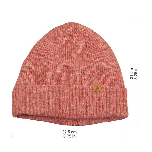 Alternate image for Knit Ribbed Baby Alpaca and Wool Blend Beanie Hat in Coral Coral Chic
