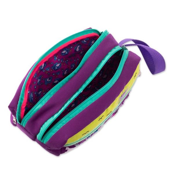 Alternate image for Cotton Blend Four-Compartment Cosmetic Toiletry Bag Llama Sunrise