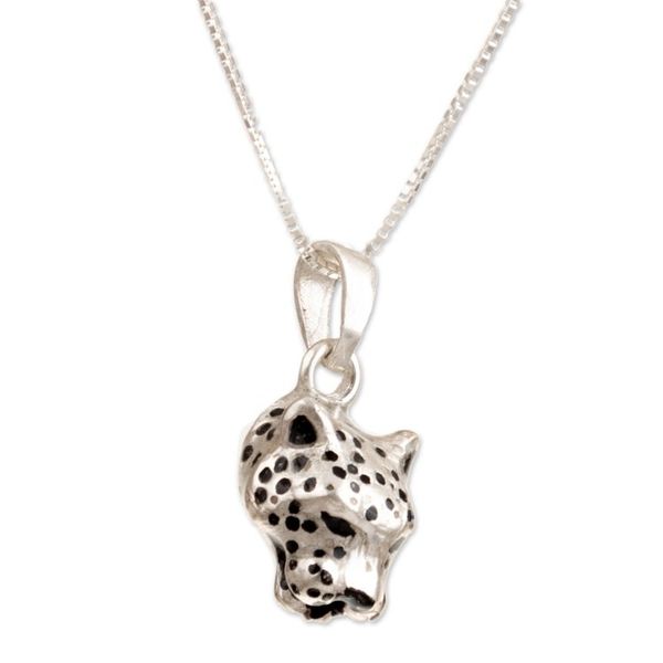 Alternate image for Handcrafted Mens Sterling Silver Jaguar Pendant Necklace Colombian Jaguar