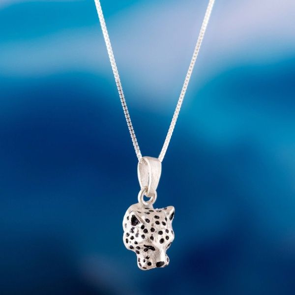 Alternate image for Handcrafted Mens Sterling Silver Jaguar Pendant Necklace Colombian Jaguar