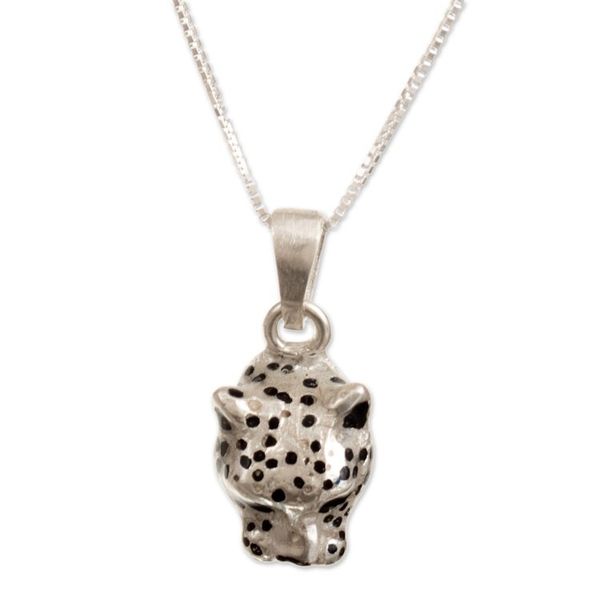 Alternate image for Handcrafted Mens Sterling Silver Jaguar Pendant Necklace Colombian Jaguar
