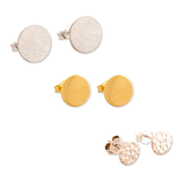 Alternate image for Set of 3 Modern Gold-Plated and Sterling Silver Earrings Three Queens