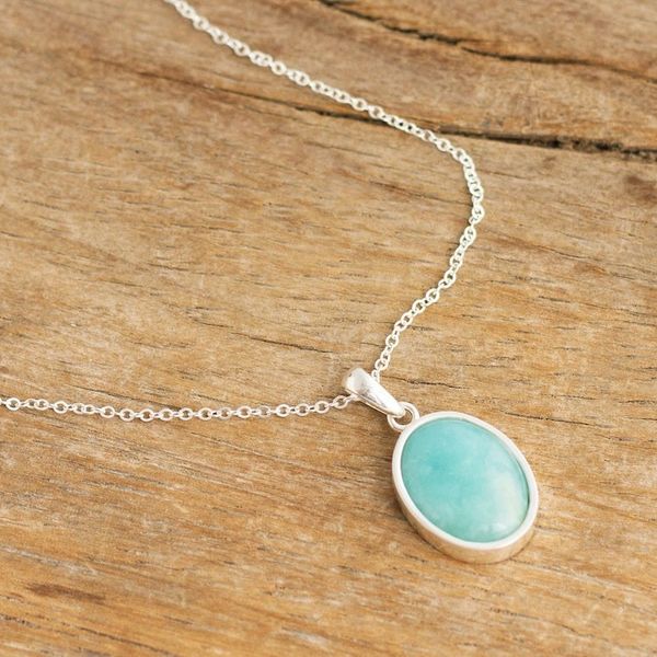 Alternate image for Natural Handcrafted Andean Amazonite Pendant Necklace Naturally Beautiful