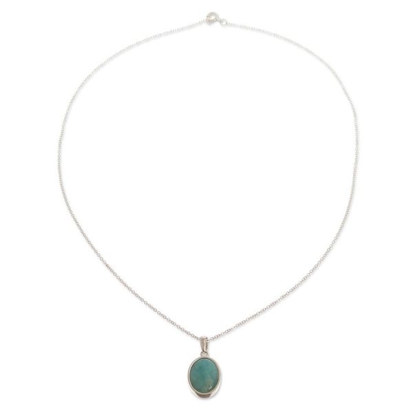 Alternate image for Natural Handcrafted Andean Amazonite Pendant Necklace Naturally Beautiful