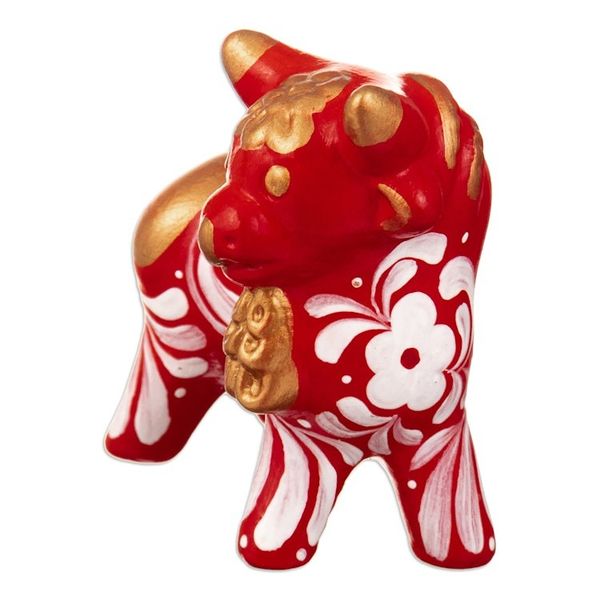 Alternate image for Traditional Andean Handcrafted Ceramic Bull Sculpture in Red Red Guardian of the Andes