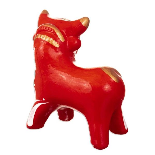 Alternate image for Traditional Andean Handcrafted Ceramic Bull Sculpture in Red Red Guardian of the Andes