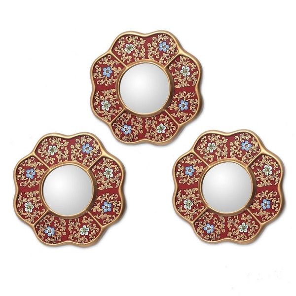 Alternate image for 3 Petite Collectible Reverse Painted Glass Accent Mirrors New Spring
