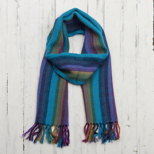 Alternate image for Multicolored 100 Alpaca Scarf Vibrant Colors