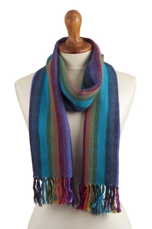 Alternate image for Multicolored 100 Alpaca Scarf Vibrant Colors