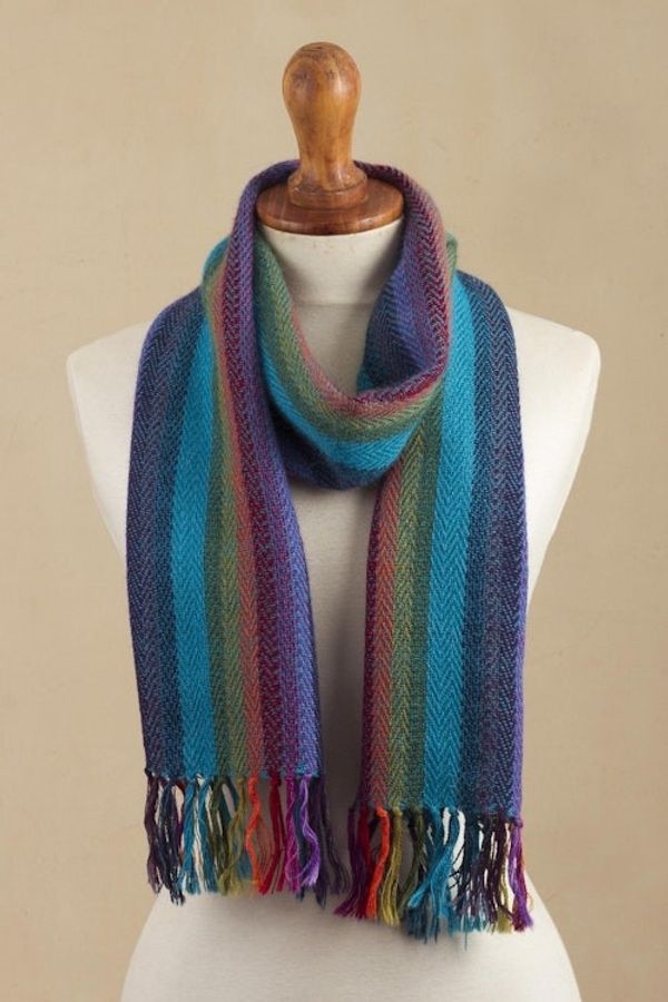 Alternate image for Multicolored 100 Alpaca Scarf Vibrant Colors