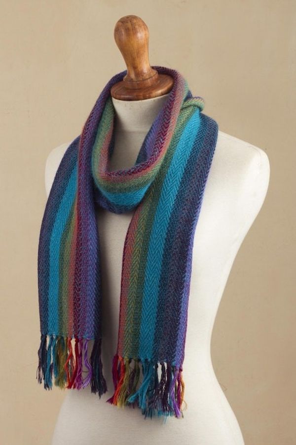 Alternate image for Multicolored 100 Alpaca Scarf Vibrant Colors