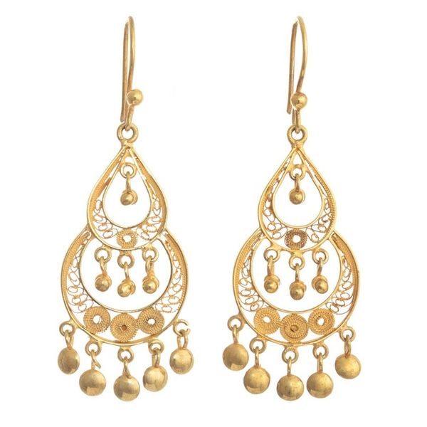Alternate image for 24k Gold-Plated Filigree Earrings Chantilly Chandelier