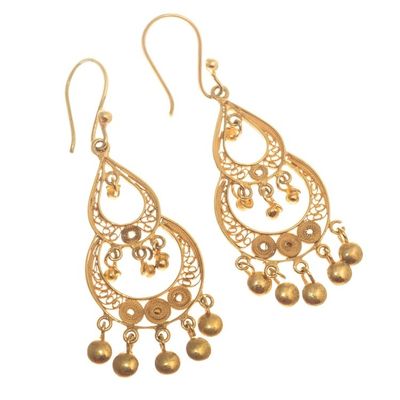 Alternate image for 24k Gold-Plated Filigree Earrings Chantilly Chandelier