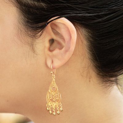 Alternate image for 24k Gold-Plated Filigree Earrings Chantilly Chandelier