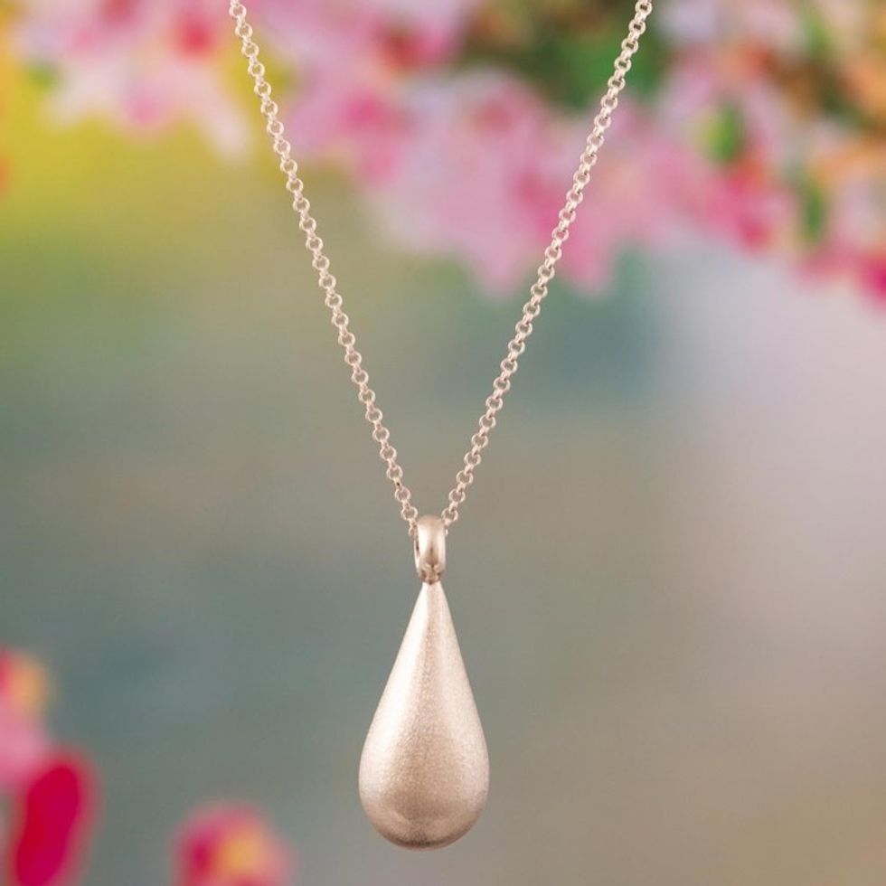 Drop-Themed Sterling Silver Pendant Necklace Made in Peru 'Splendid Drop'