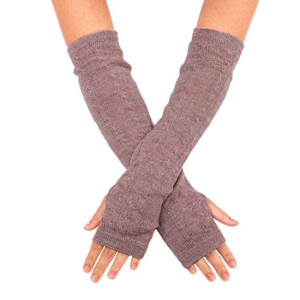 Alternate image for Dusty Rose 100 Baby Alpaca Cable Knit Fingerless Mitts Luscious Twist in Dusty Rose
