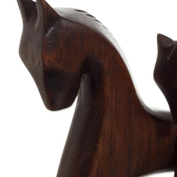Alternate image for Cedar Wood Mother and Child Horse Sculpture from Peru Mother Horse