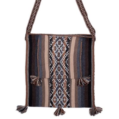 Alternate image for Hand Loomed Earth Tone 100 Alpaca Shoulder Bag from Peru Sierra Earth