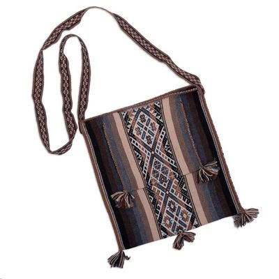 Alternate image for Hand Loomed Earth Tone 100 Alpaca Shoulder Bag from Peru Sierra Earth