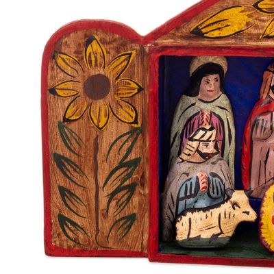 Alternate image for Fair Trade Artisan-Made Wood and Ceramic Nativity Retablo Caring for Baby Jesus