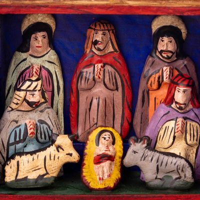 Alternate image for Fair Trade Artisan-Made Wood and Ceramic Nativity Retablo Caring for Baby Jesus