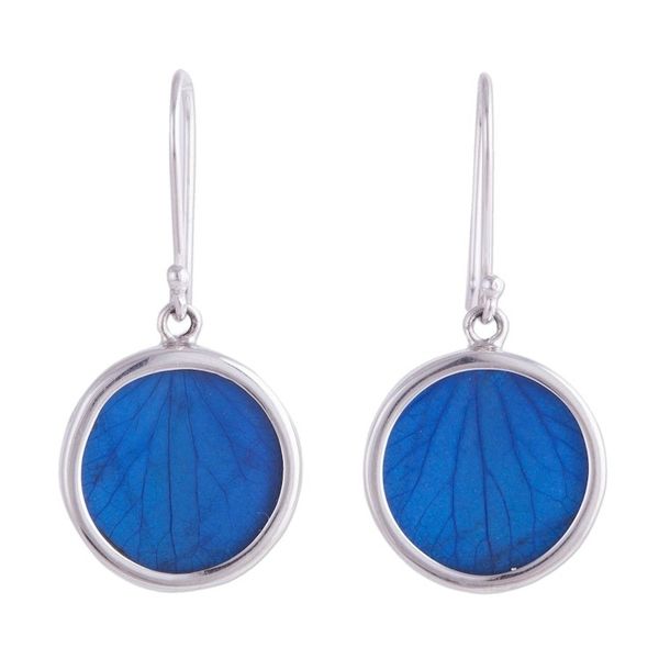 Alternate image for Sterling Silver and Natural Leaf Earrings in Blue from Peru Blue Eden