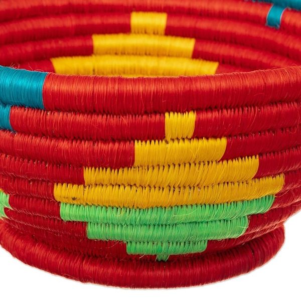 Alternate image for Red Natural Fiber Decorative Bowl with Geometric Motifs Guacamayas Summer