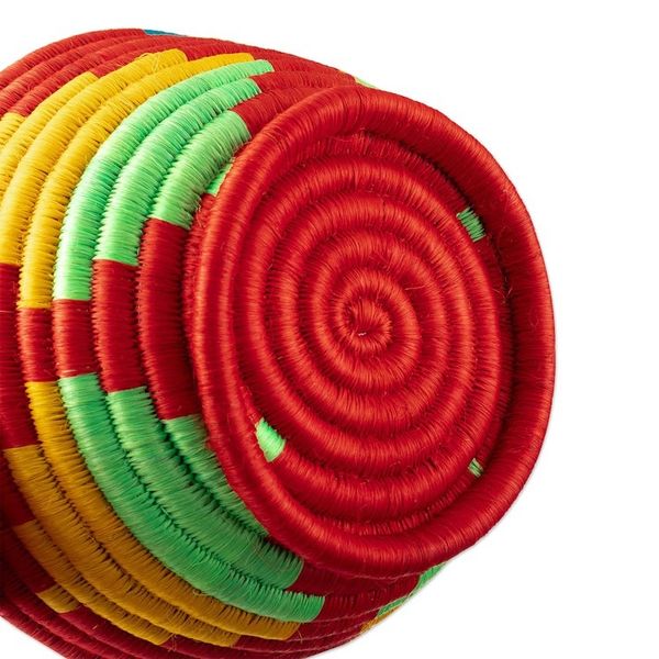 Alternate image for Red Natural Fiber Decorative Bowl with Geometric Motifs Guacamayas Summer
